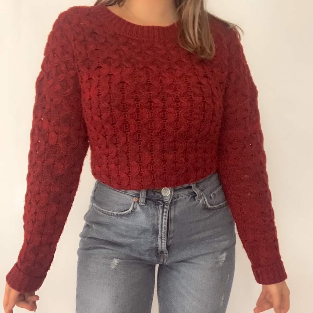 Red Cableknit sweater